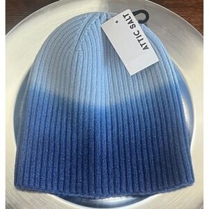 New -Attic Salt Blue Ombre Beanie Hat -Ribbed Knit Cap -Soft Warm Unisex Winter